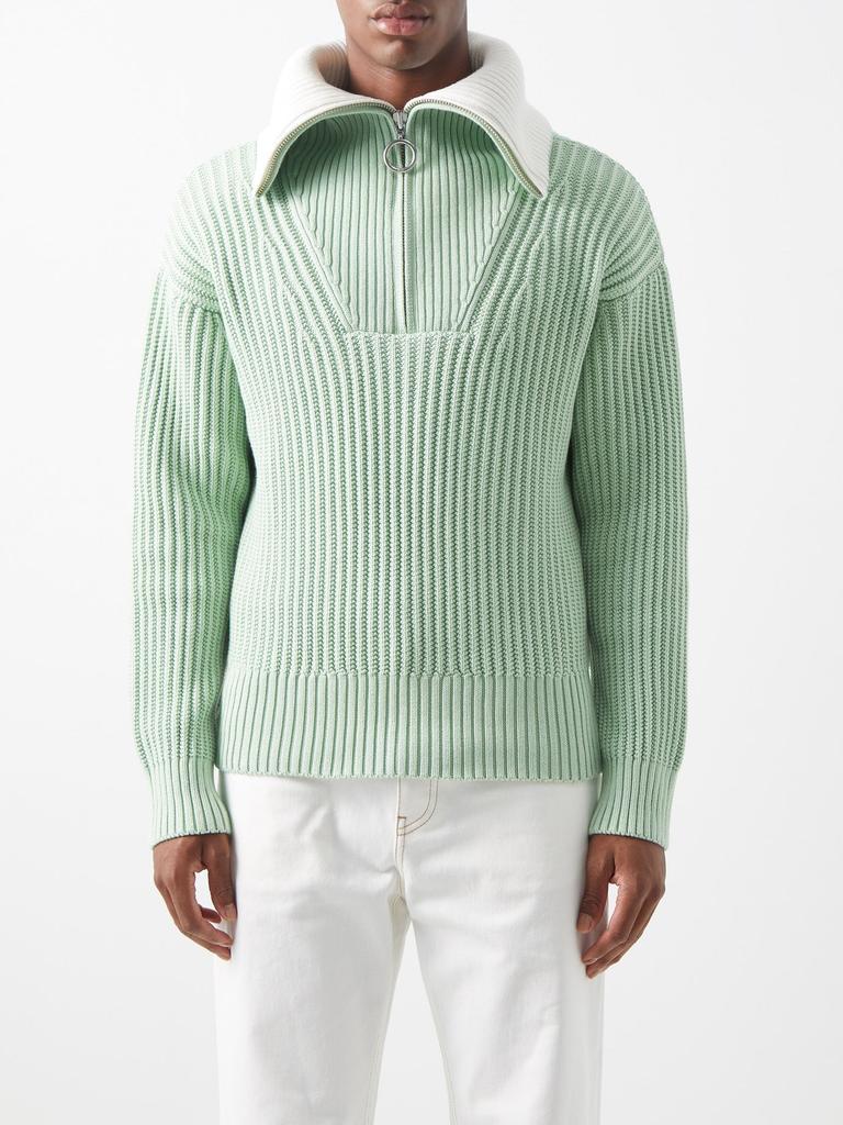 商品AMI|Half-zip organic cotton-blend sweater,价格¥2229,第1张图片