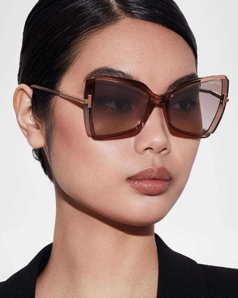 Tom Ford Gia Semi-Rimless Butterfly Sunglasses - Beige TOM FORD Gia Semi-Rimless Butterfly Sunglasses - Bergdorf  main image 3