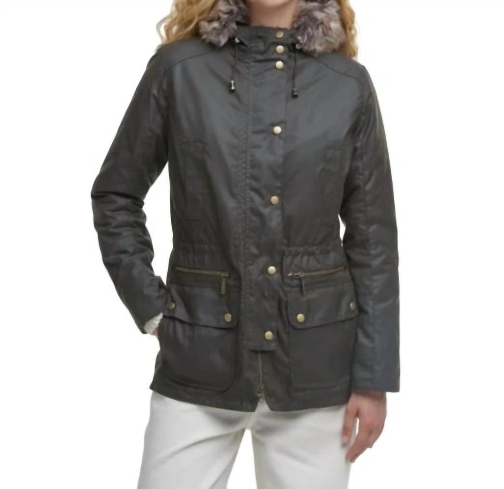 商品Barbour|Kelsall Wax Parka In Olive/classic,价格¥2751,第2张图片详细描述
