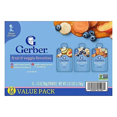 商品Gerber|婴儿无转基因辅食(3.5 oz., 12袋),价格¥151,第5张图片详细描述