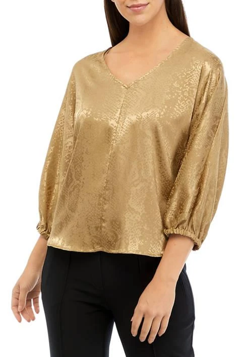 商品Adrienne Landau Onyx|Landau Onyx Womens 3 4 Sleeve Cheetah Print Top,价格¥180,第1张图片