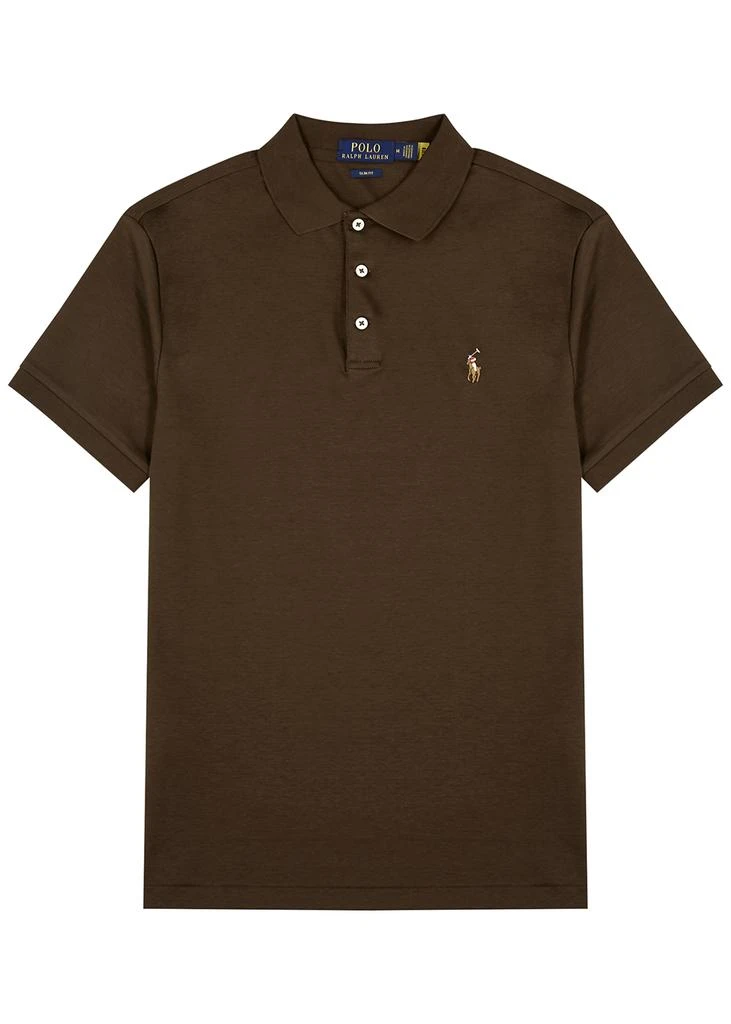 商品Ralph Lauren|Dark brown slim Pima cotton polo shirt,价格¥470,第1张图片