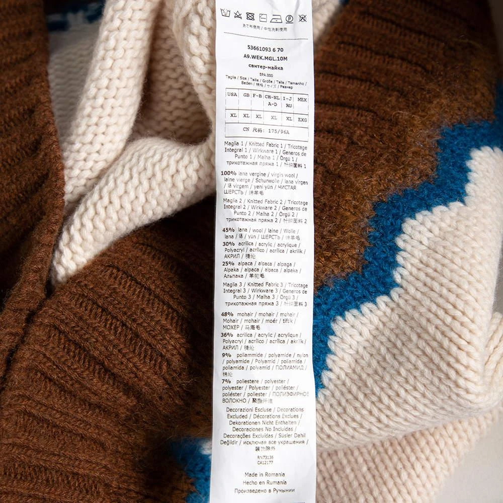 Weekend Max Mara Cream Intarsia Knit Fringe Trimmed Baita Sweater XL 商品