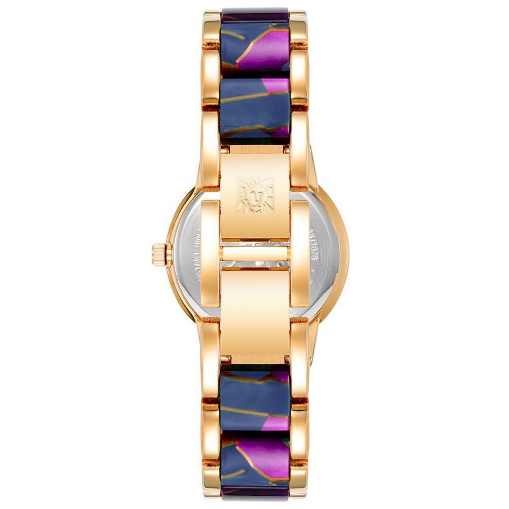 商品Anne Klein|Women's Three-Hand Quartz Rose Gold-Tone Alloy with Navy and Purple Resin Bracelet Watch, 32mm,价格¥330,第5张图片详细描述