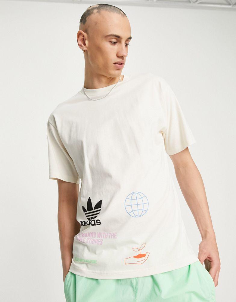 adidas Originals side logo t-shirt in off white商品第1张图片规格展示
