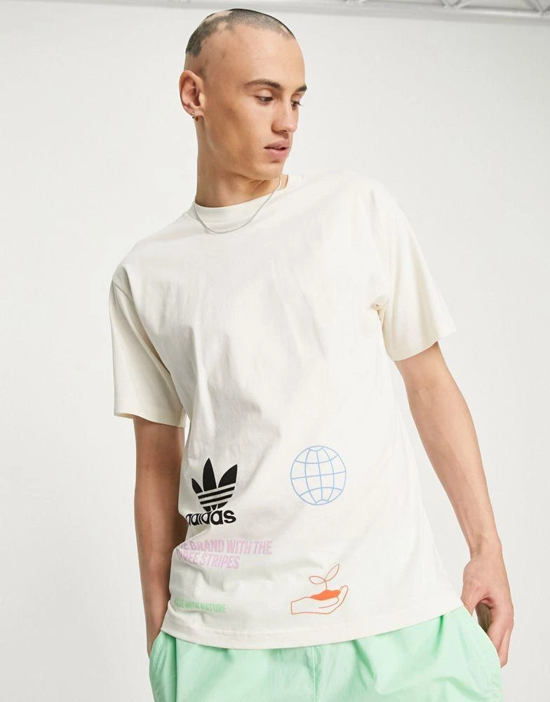 商品Adidas|adidas Originals side logo t-shirt in off white,价格¥189,第1张图片