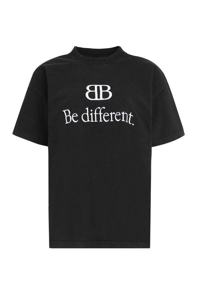商品Balenciaga|Balenciaga Logo Embroidered T-Shirt,价格¥2666-¥3439,第1张图片