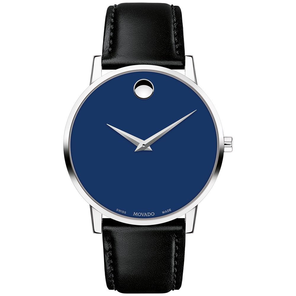 商品Movado|Men's Swiss Museum Classic Black Leather Strap Watch,价格¥4450,第1张图片