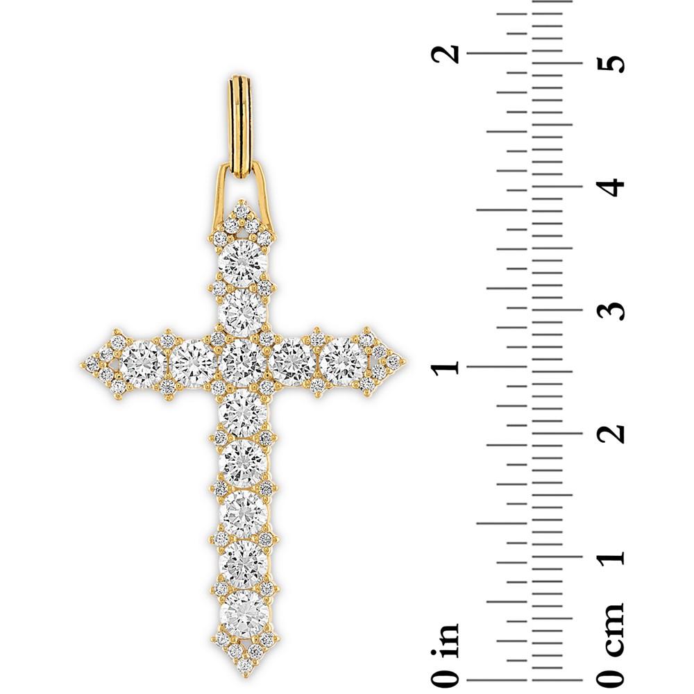 Cubic Zirconia Cross Pendant in 14k Gold-Plated Sterling Silver, Created for Macy's商品第3张图片规格展示