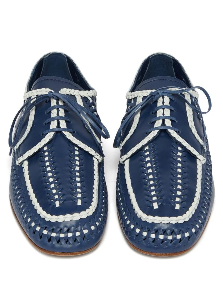 商品Prada|Piped and woven leather boating shoes,价格¥4220,第5张图片详细描述