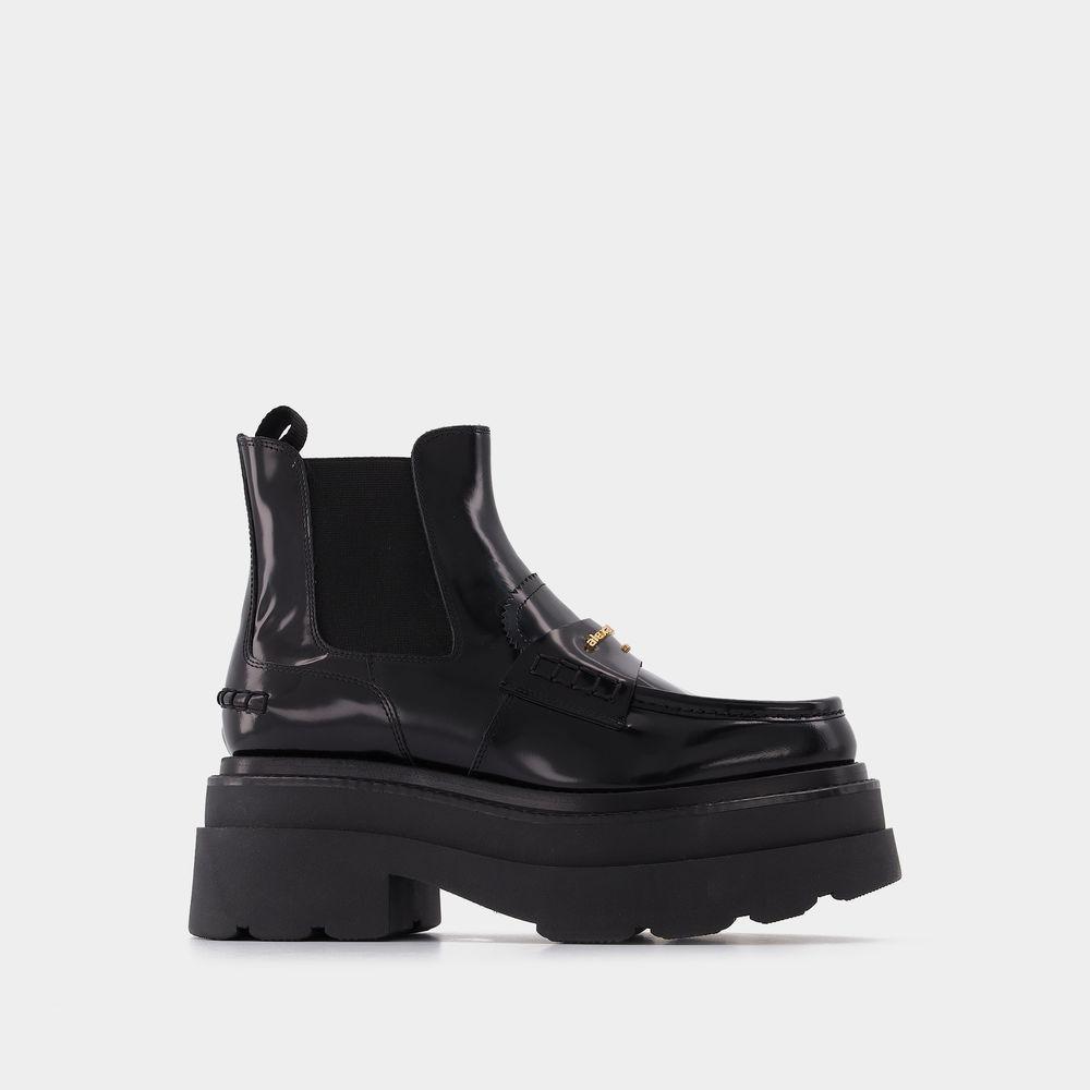 商品Alexander Wang|Carter 75 Platform Boots in Black Leather,价格¥5919,第1张图片