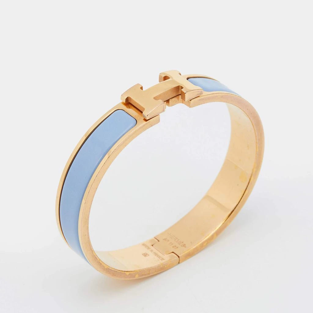 商品[二手商品] Hermes|Hermes Clic H Blue Enamel Gold Plated Narrow Bracelet,价格¥4550,第4张图片详细描述