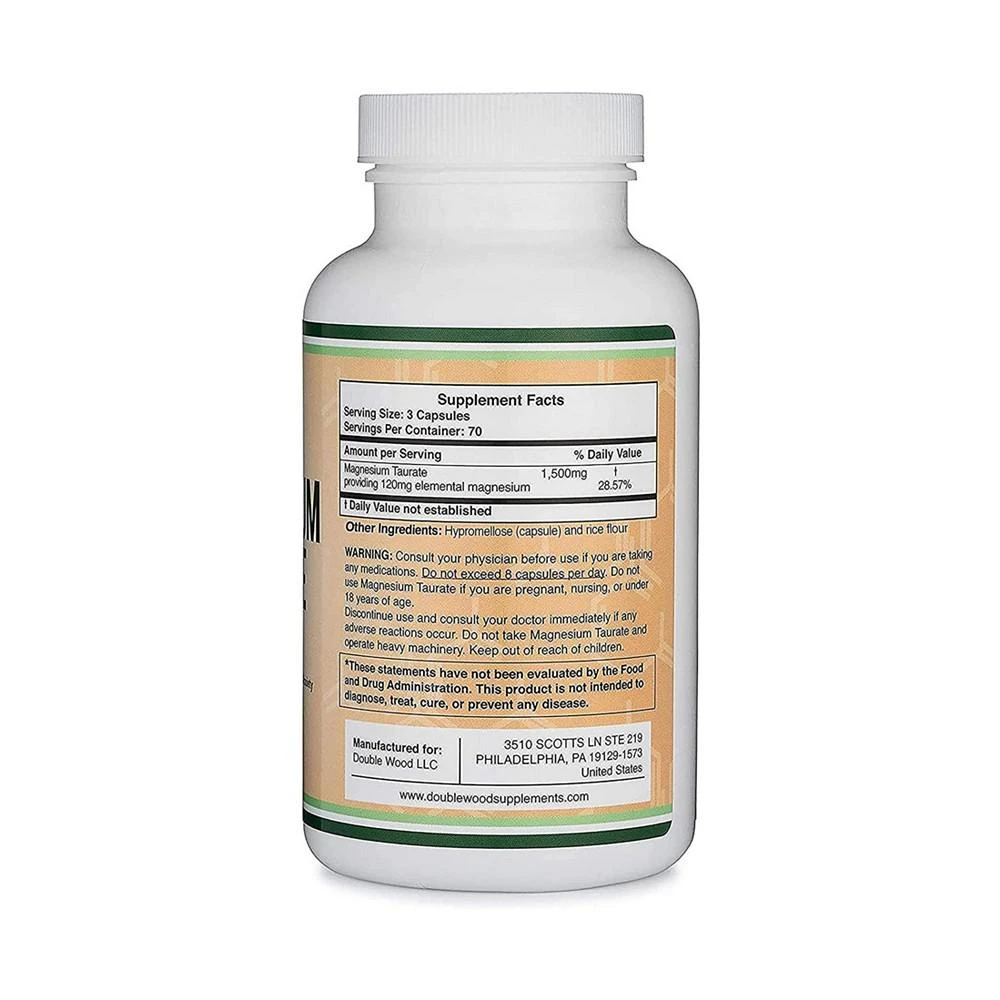 商品Double Wood Supplements|Magnesium Taurate - 210 capsules, 1500 mg servings,价格¥150,第3张图片详细描述