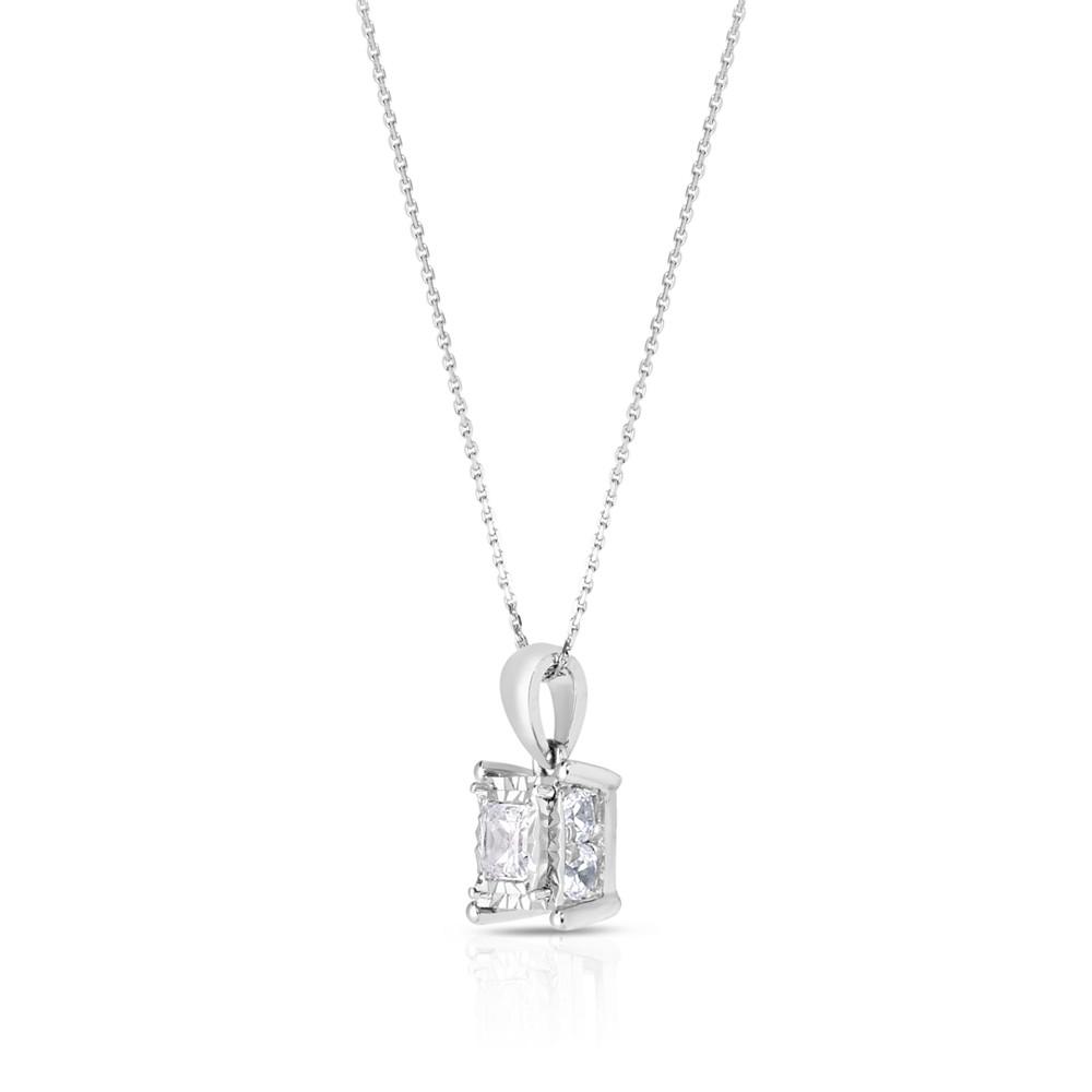 Diamond Princess Solitaire Plus 18" Pendant Necklace (3/4 ct. t.w.) in 14k White Gold商品第2张图片规格展示