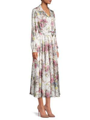 Floral Satin Maxi Shirt Dress商品第3张图片规格展示
