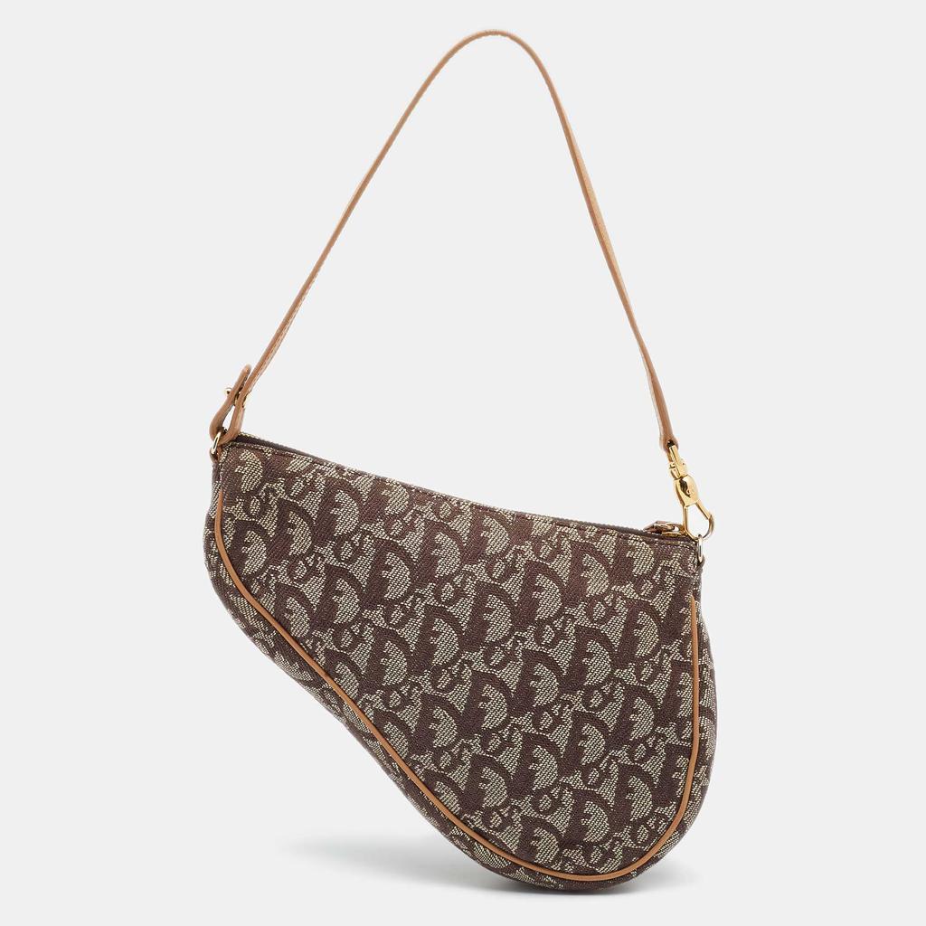 商品[二手商品] Dior|Dior Beige/Brown Oblique Canvas And Leather Trotter Saddle Bag,价格¥8611,第6张图片详细描述