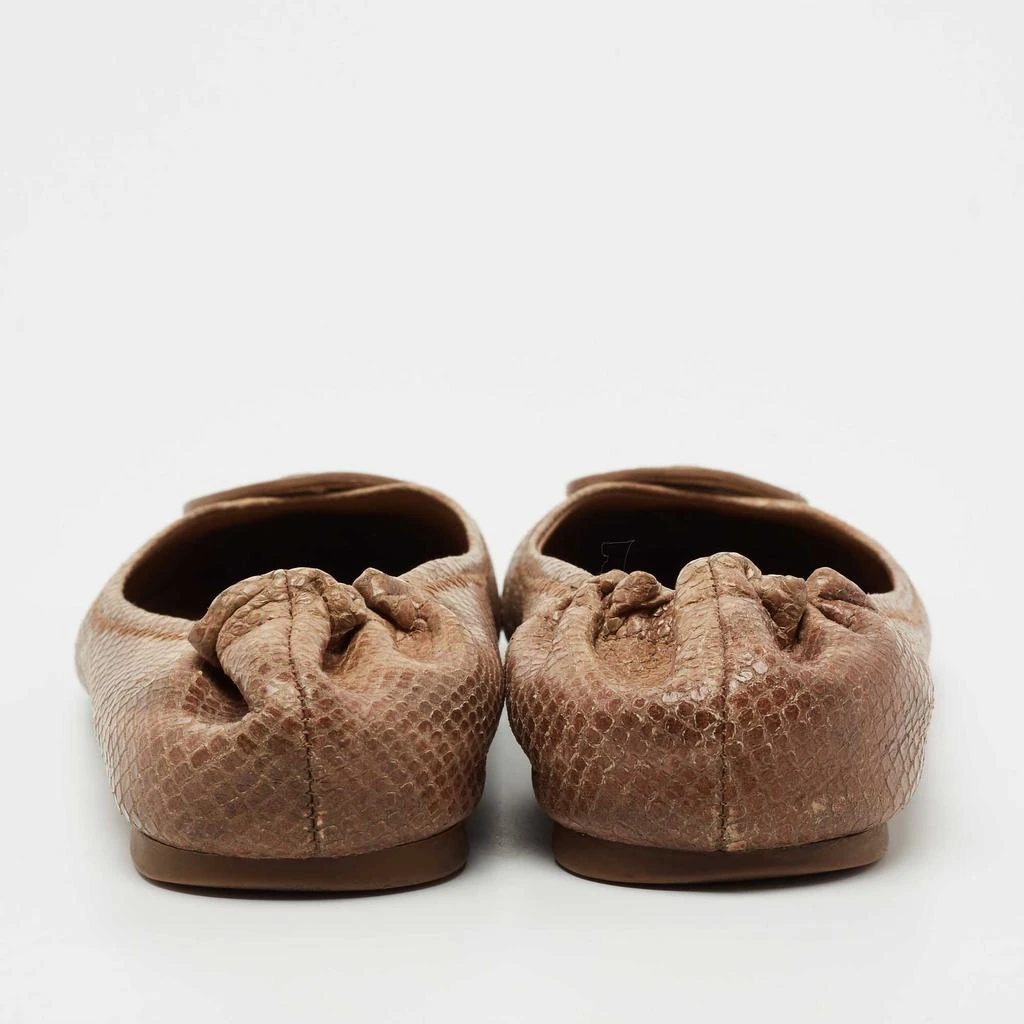 商品[二手商品] Tory Burch|Tory Burch Light Brown Python Embossed Leather Reva Ballet Flats Size 39,价格¥805,第5张图片详细描�述