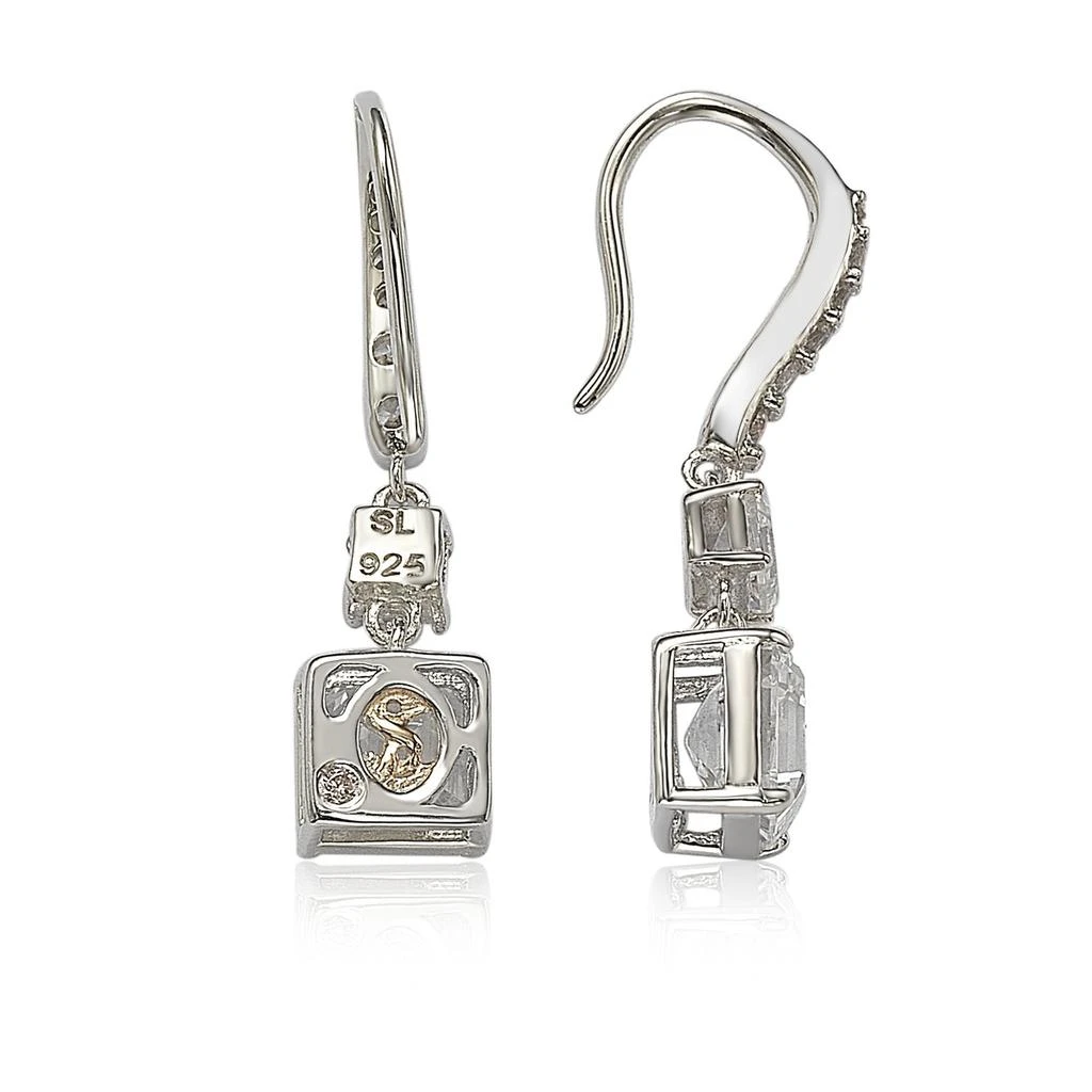 商品Suzy Levian|Sterling Silver Cubic Zirconia Asscher-Cut Petite Dangle Earrings,价格¥1372,第2张图片详细描述