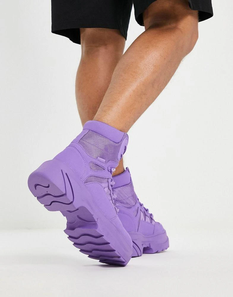 商品ASOS|ASOS DESIGN chunky sole lace up boot in purple faux suede,价格¥298,第3张图片详细描述