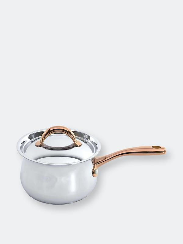 BergHOFF Ouro Gold 18/10 Stainless Steel 6.25" Covered Sauce Pan with Stainless Steel Lid, 2.4 Qt Stainless Steel (Grey)商品第1张图片规格展示