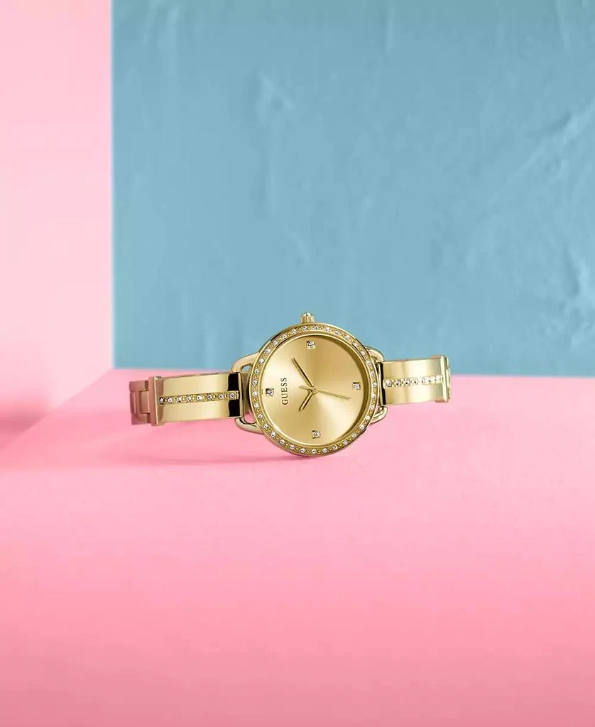 商品GUESS|Women's Gold-Tone Stainless Steel Semi-Bangle Bracelet Watch 30mm,价格¥690,第3张图片详细描述