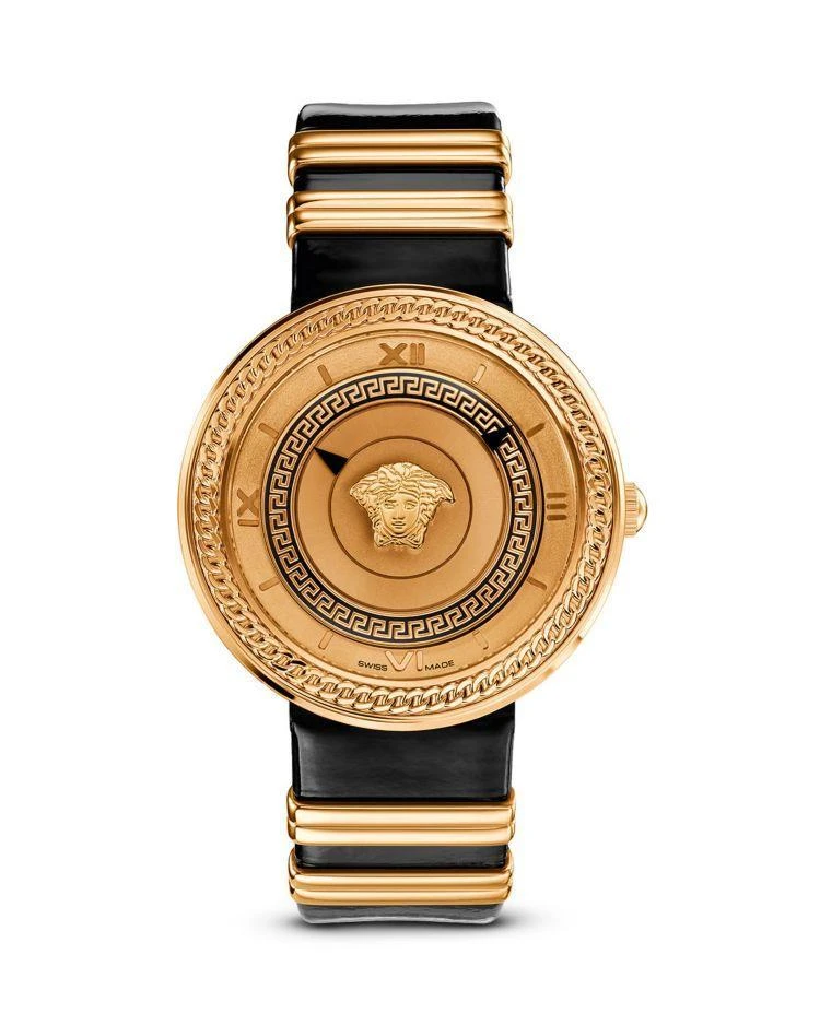 商品Versace|Icon Ion-Plated Rose Gold Watch with Black Leather Band, 40mm 女士腕表,价格¥12681,第1张图片