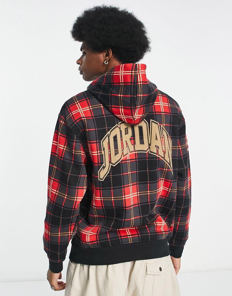 Jordan essentials hoodie in fire red check with back embroidery商品第2张图片规格展示