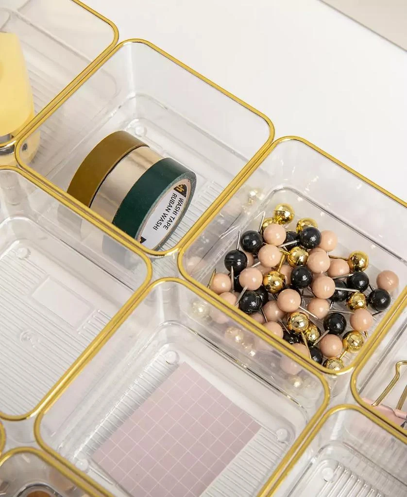 商品Martha Stewart|Kerry 12 Piece Plastic Stackable Office Desk Drawer Organizers Set, 3" x 3",价格¥157,第4张图片详细描述