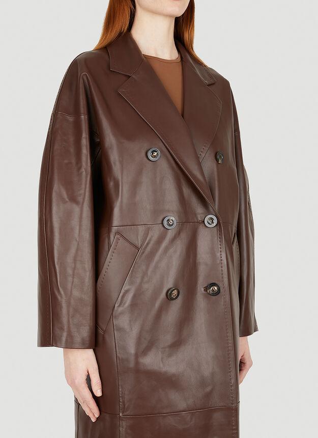 商品Max Mara|Ussuri Leather Trench Coat in Brown,价格¥34399,第7张图片详细描述