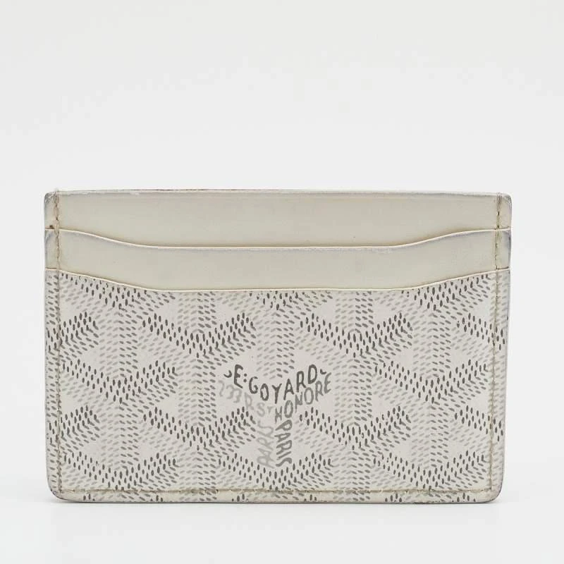 商品[二手商品] Goyard|Goyard White Goyardine Coated Canvas And Leather Saint Sulpice Card Holder,价格¥1195,第4张图片详细描述