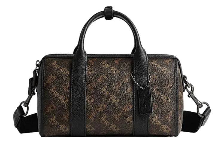 商品[国内直发] Coach|蔻驰 Gotham 24 经典老花铭牌五金扣 PVC配牛皮革 波士顿包手提单肩斜挎旅行包 中号 男女同款情侣款 巧克力色,价格¥2624,第1张图片