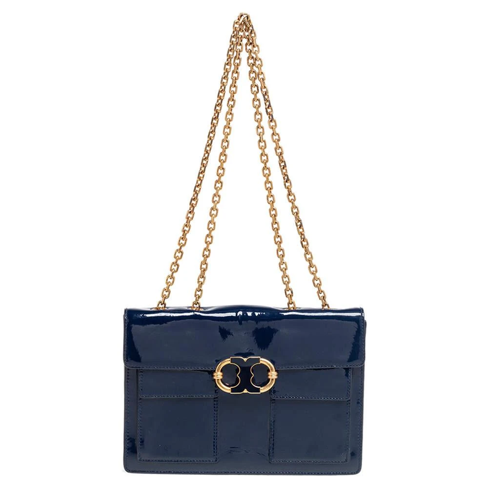 商品[二手商品] Tory Burch|Tory Burch Blue Patent Leather Gemini Link Shoulder Bag,价格¥976,第1张图片