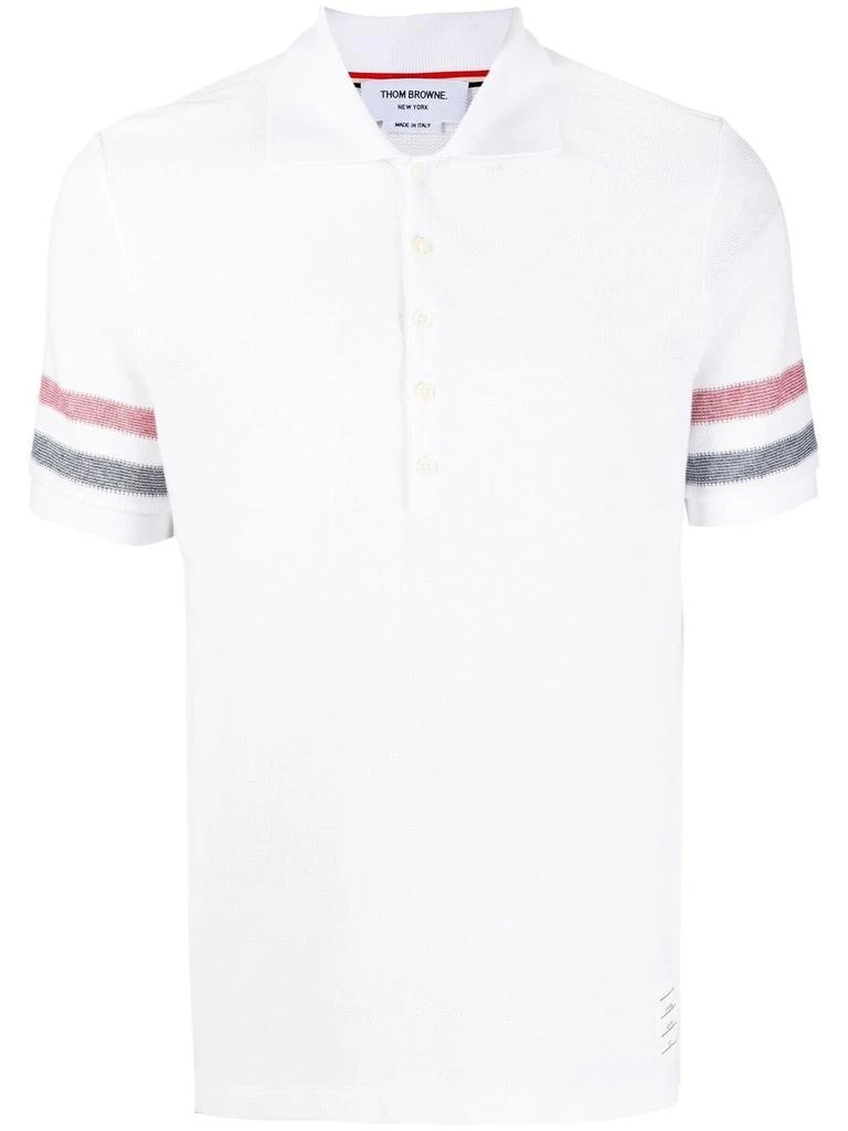 商品Thom Browne|THOM BRWONE MEN SHORT SLEEVE POLO IN TEXTURED COTTON W/ ENG RWB STRIPE,价格¥2704,第5张图片详细描述