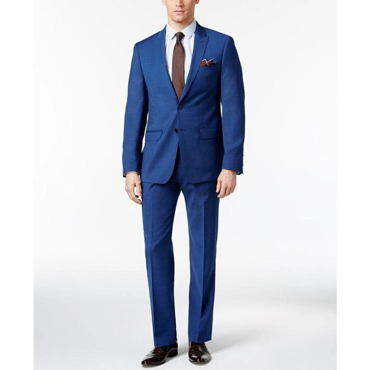 商品Calvin Klein|Men's Slim Fit High Blue Pindot Suit,价格¥1465,第2张图片详细描述