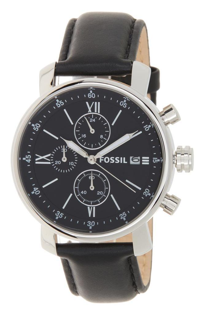 商品Fossil|Men's Rhett Choronograph Quartz Leather Strap Watch, 42mm,价格¥619,第1张图片