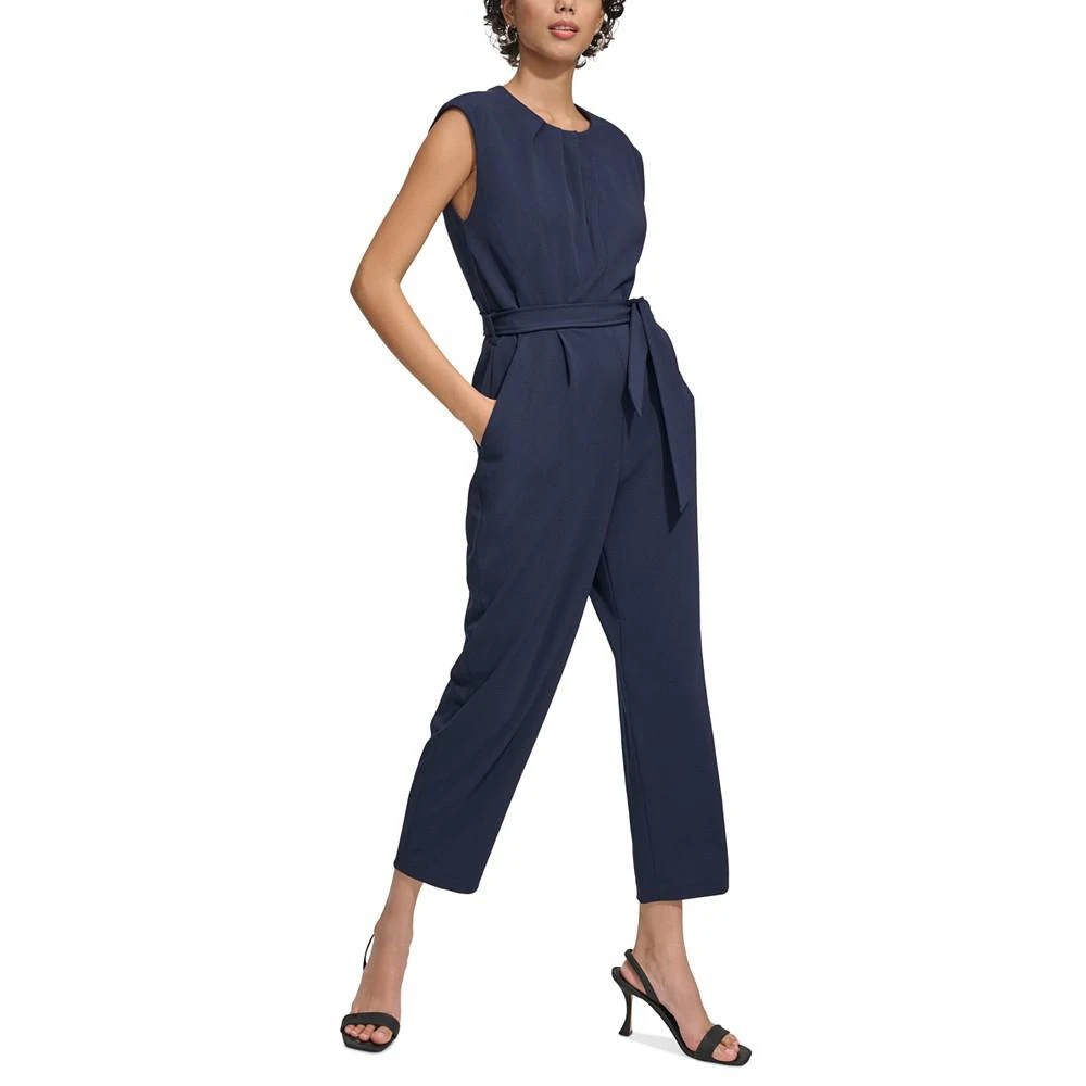 商品Calvin Klein|Women's Sleeveless Tie-Waist Jumpsuit,价格¥1027,第3张图片详细描述