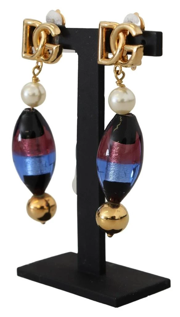 商品Dolce & Gabbana|Dolce & Gabbana Gold Plated Brass Glass Design Dangling Earrings,价格¥2382,第2张图片详细描述