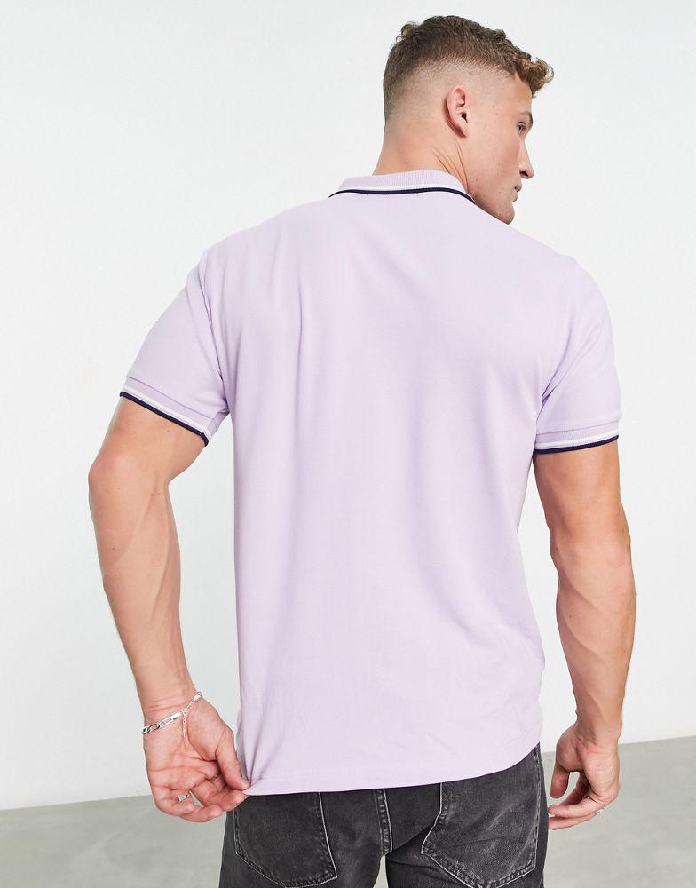 商品Fred Perry|Fred Perry twin tipped polo shirt in lilac,价格¥611,第4张图片详细描述