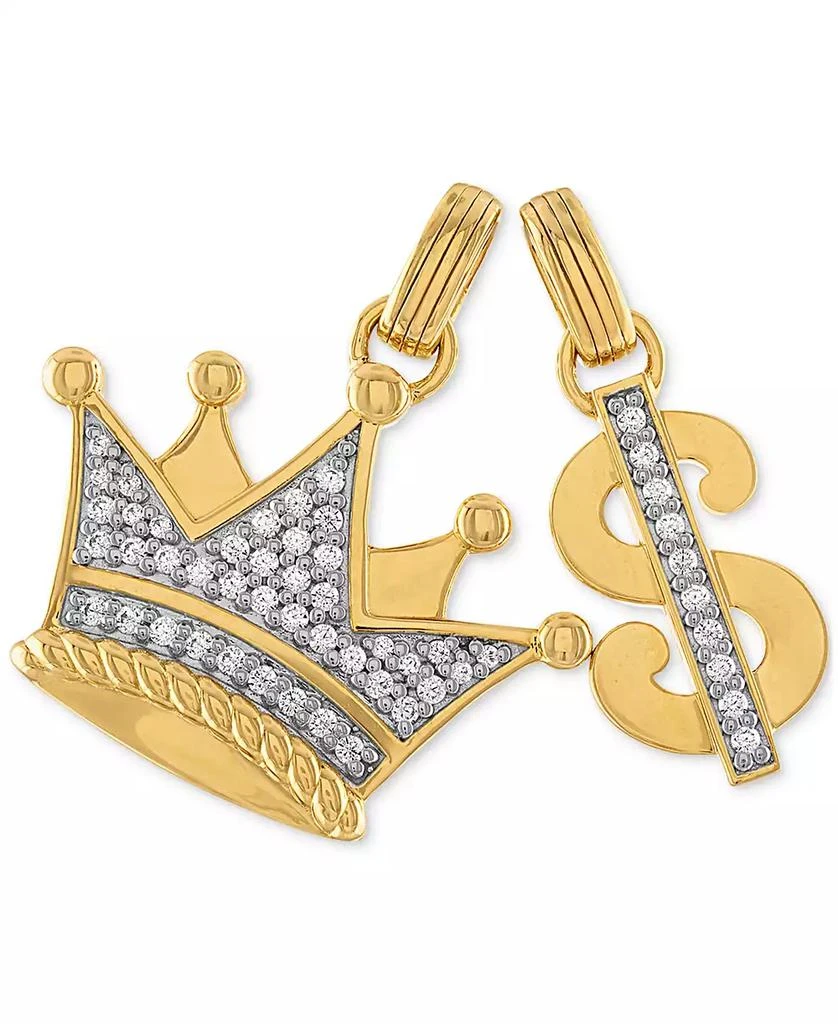 商品Esquire Men's Jewelry|2-Pc. Set Cubic Zirconia Crown and Dollar Sign Pendants in 14k Gold-Plated Sterling Silver, Created for Macy's,价格¥1123,第1张图片