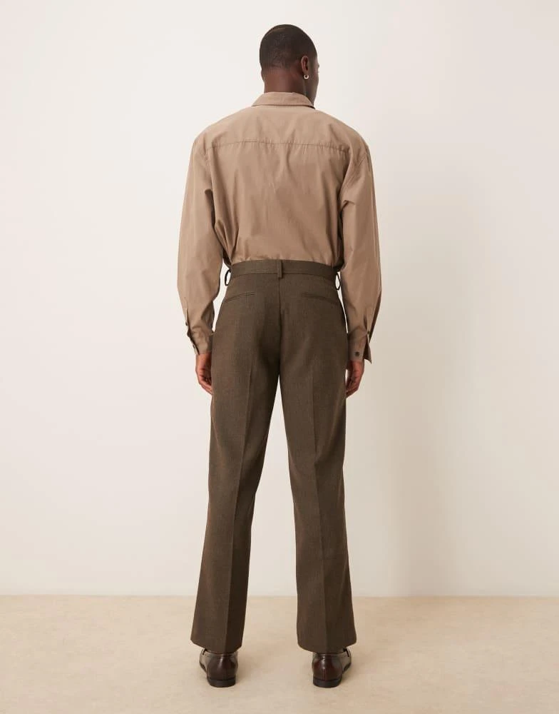 商品ASOS|ASOS DESIGN straight leg herringbone suit trousers in brown wool mix,价格¥301,第4张图片详细描述
