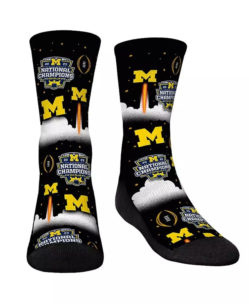 商品Rock 'Em|Youth Boys and Girls Socks Navy Michigan Wolverines College Football Playoff 2023 National Champions Liftoff All-Over Crew Socks,价格¥170,第1张图片