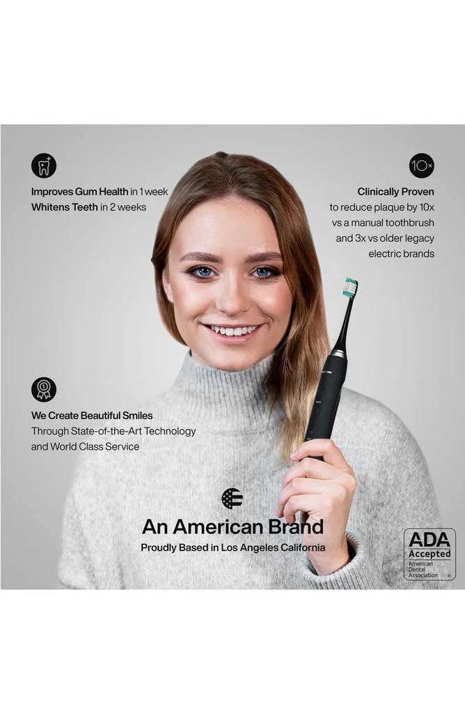 Black Series+ - Ultra Whitening 40,000 VPM Rechargeable Electric Toothbrush - ADA Accepted - Wireless Charging Glass - 6 Proflex Brush Heads & Travel Case – 4 Modes & Smart Timer -Sonic 商品