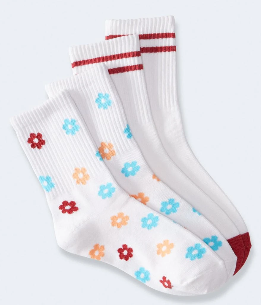 商品Aeropostale|Aeropostale Daisies & Stripes Crew Sock 2-Pack,价格¥48,第1张图片