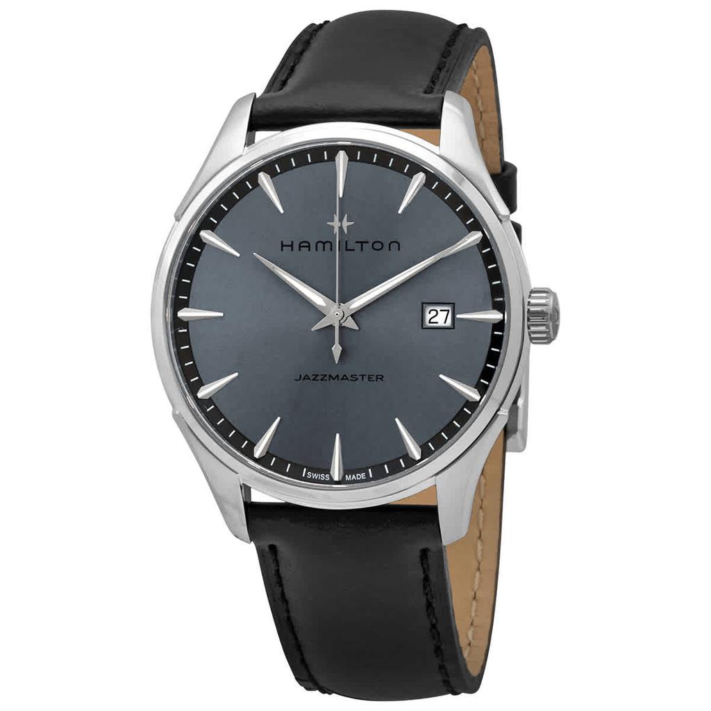 Jazzmaster Quartz Grey Dial Black Leather Mens Watch H32451742商品第1张图片规格展示