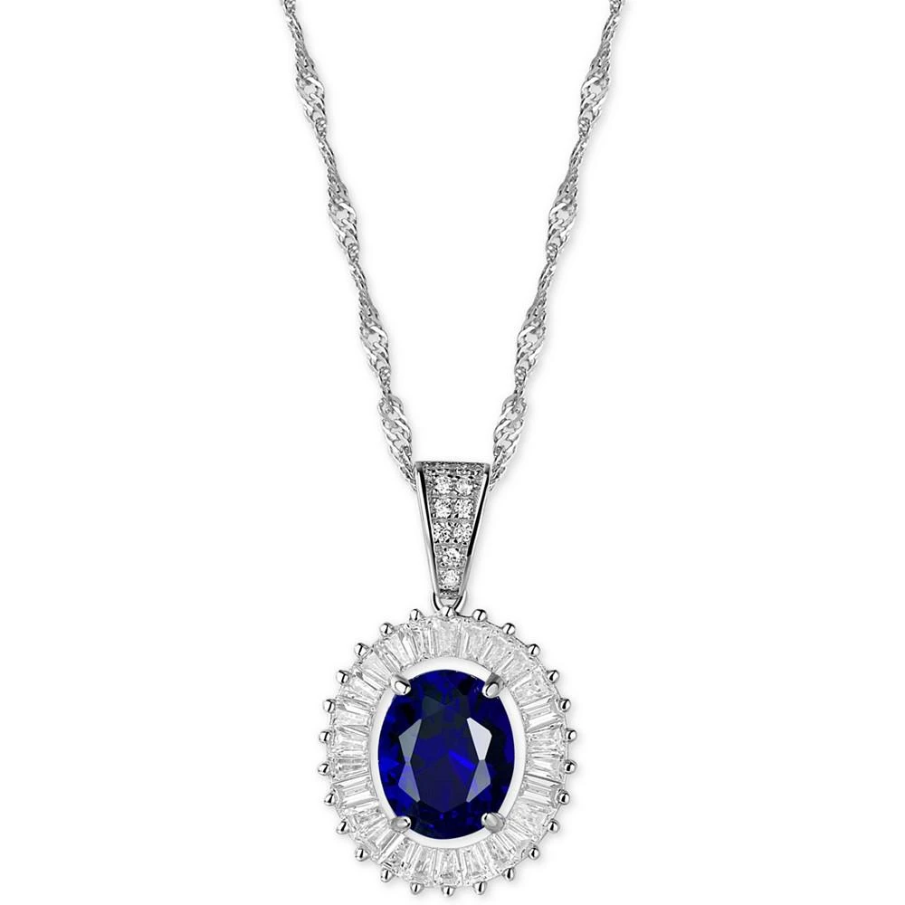 商品Macy's|Cubic Zirconia and Simulated Stone 18" Pendant Necklace in Sterling Silver,价格¥1000,第1张图片