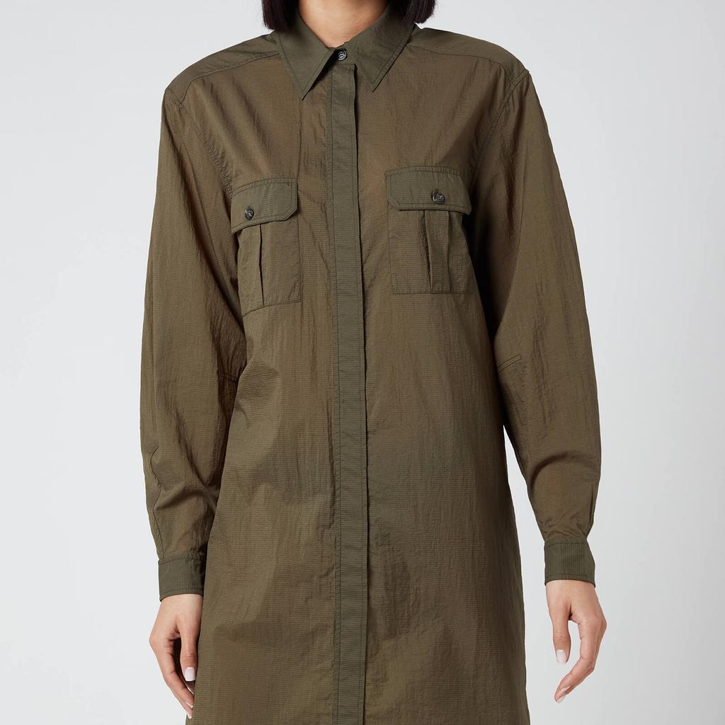 商品Ganni|Ganni Women's Light Ripstop Shirt Dress - Kalamata,价格¥354,第5张图片详细描述