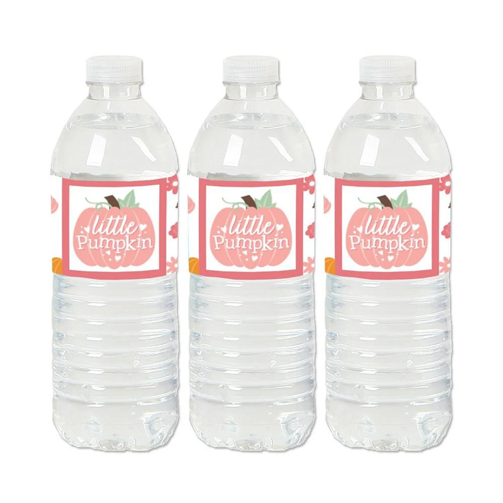 商品Big Dot of Happiness|Girl Little Pumpkin - Fall Birthday Party or Baby Shower Water Bottle Sticker Labels - Set of 20,价格¥105,第1张图片