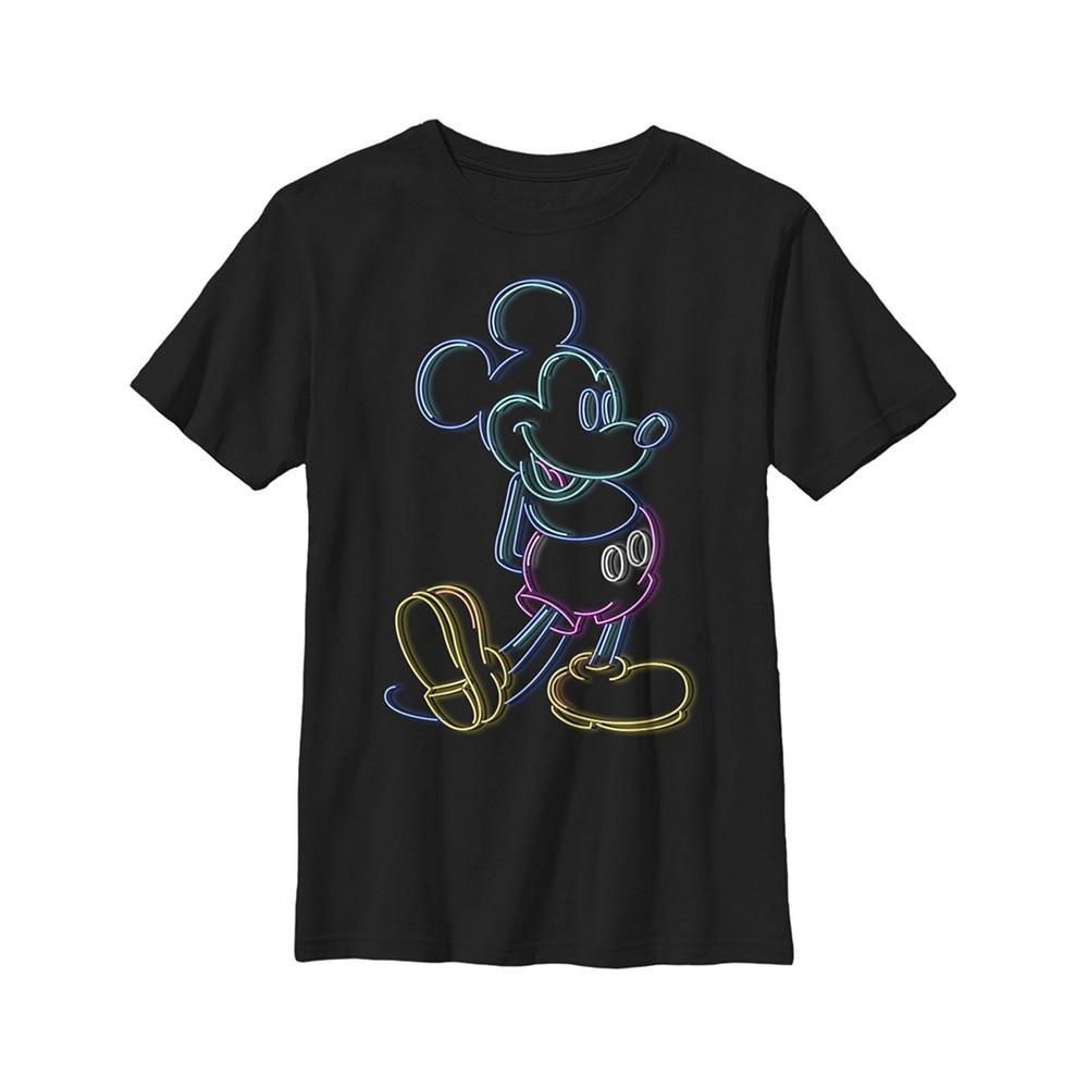 Boy's Mickey & Friends Bright Neon Mickey Mouse Outline  Child T-Shirt商品第1张图片规格展示