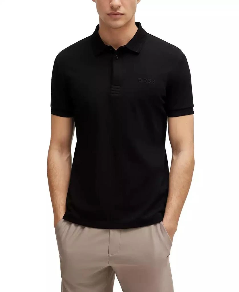 商品Hugo Boss|Men's Mesh Logo Slim-Fit Polo Shirt,价格¥530,第1张图片