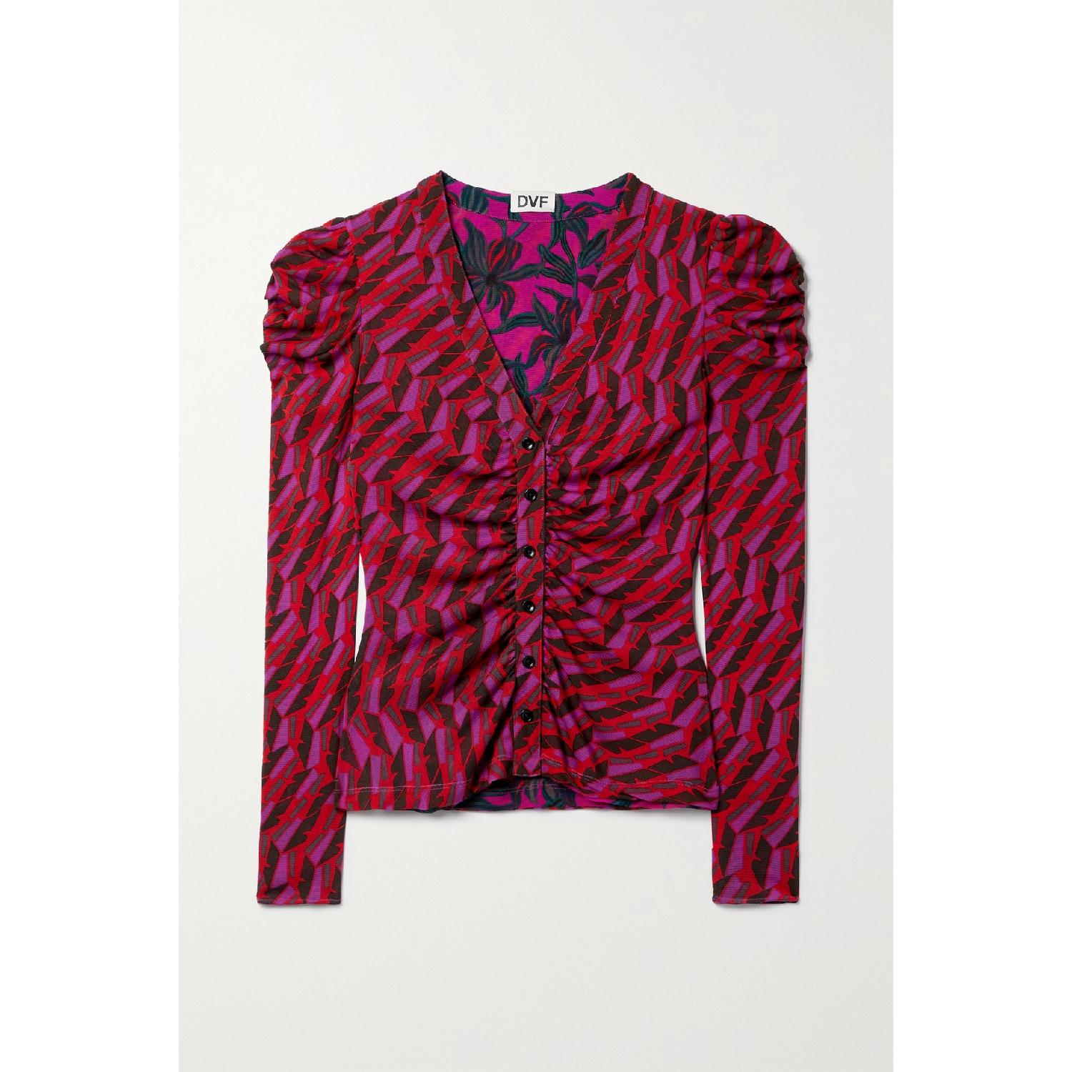 【特惠6.0折】包邮包税【预售7天发货】 DIANE VON FURSTENBERG 23秋冬 女士 长袖衬衫 Gladys 正反两穿印花弹力网布女衫 1647597289317331 DVFBL4Q006OAZZR 商品第2张图片规格展示